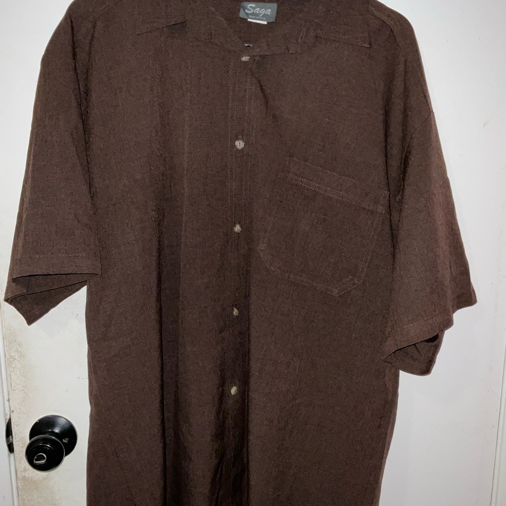 Saga men’s brown Button-Up business causal Shirt size 2XL